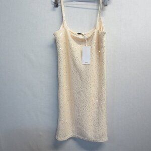 MNG LADIES SEQUINED MANGO SLEEVELESS DRESS - X-SMALL